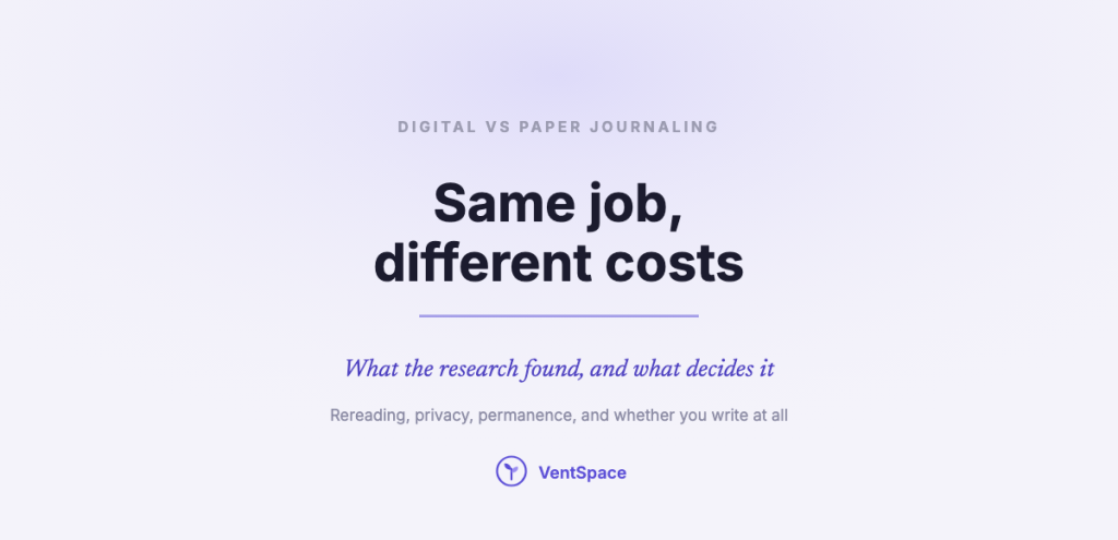 A title card reading digital vs paper journaling, same job, different costs.