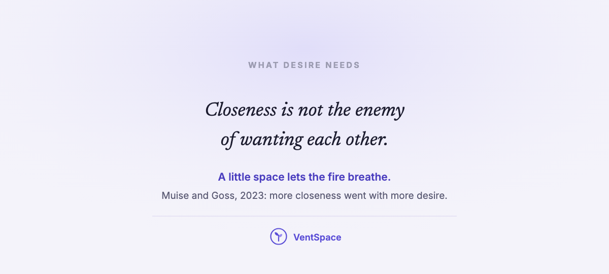 A quiet card reading closeness is not the enemy of wanting each other, a little space lets the fire breathe.
