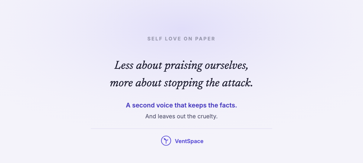 A quiet card reading self love on paper is less about praising ourselves and more about stopping the attack.
