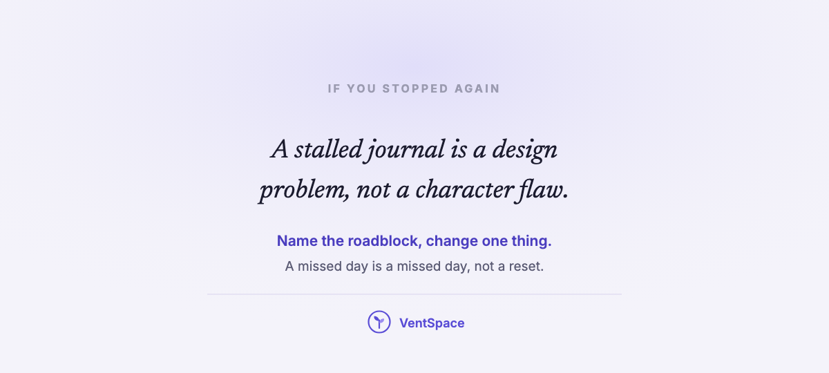 A quiet card reading a stalled journal is a design problem, not a character flaw.