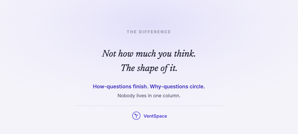 A quiet card reading not how much you think, the shape of it.
