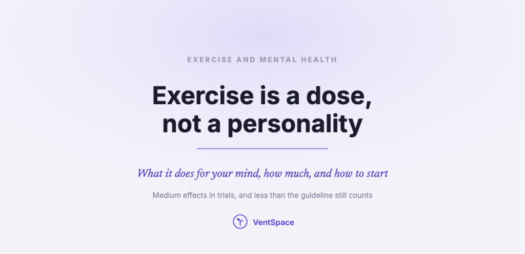 A calm title card reading exercise is a dose, not a personality: what it does for your mind, how much, and how to start, with less than the guideline still counting.