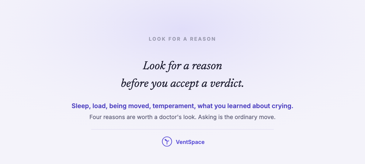 A lavender card reading look for a reason before you accept a verdict, with a note that four reasons are worth a doctor's look.